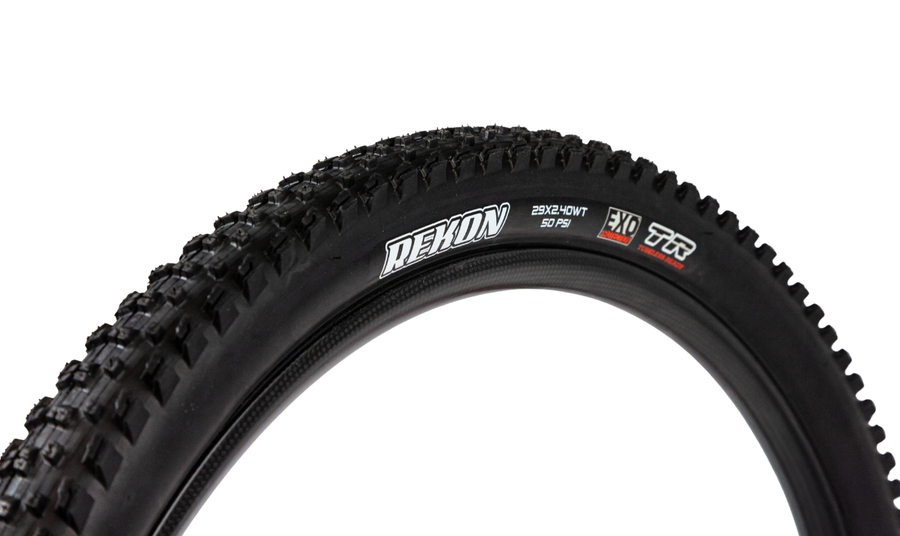 Pneu VTT Maxxis Rekon Tubeless Ready avec protection EXO, gomme Dual 62a/60a et profil Wide Trail pour trail et all-mountain.