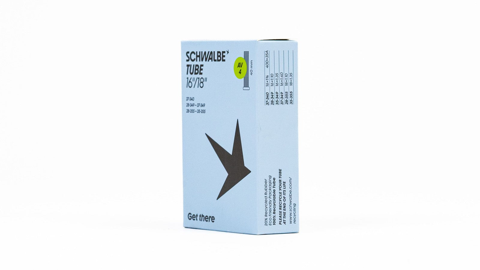 Chambre a air Schwalbe MTB 16 pouces avec valve Presta et Schrader de 40 mm pour VTT et velo urbain