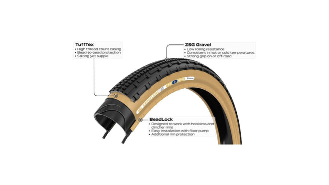 Pneu Panaracer Gravelking SK avec TuffTex et BeadLock, tubeless ready, idéal gravel et tout-terrain