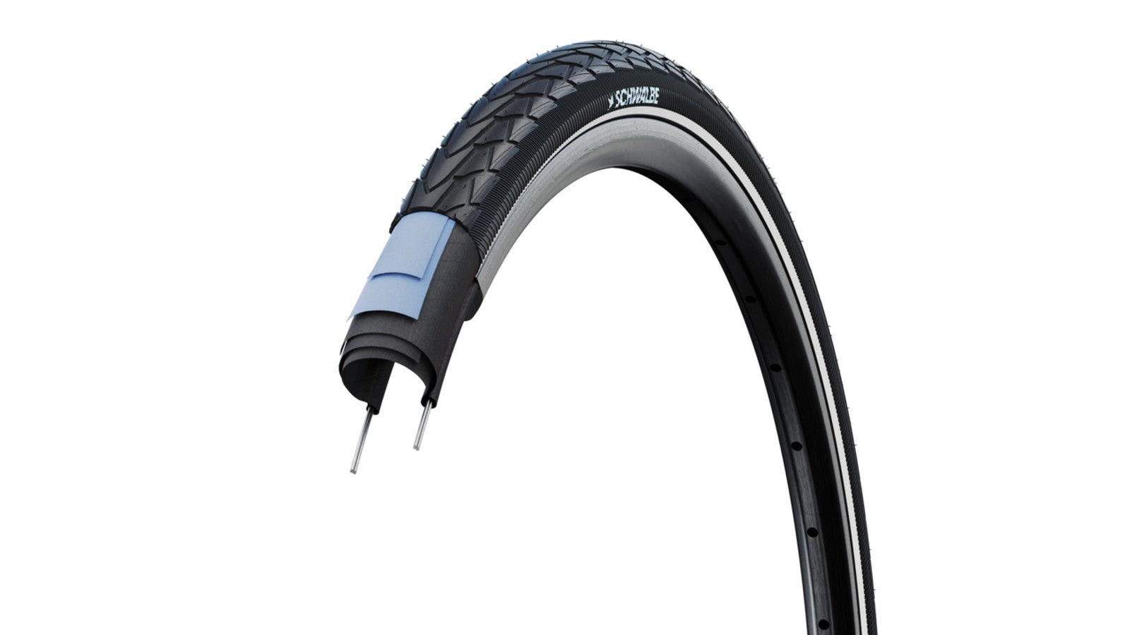 Profil du pneu Schwalbe Marathon Racer 700 avec gomme Addix et protection RaceGuard pour une performance optimale