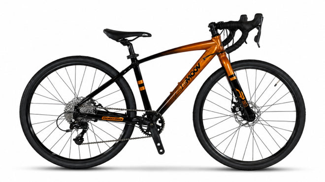Vélo Gravel Cyclocross Bemoov 24 pouces noir et orange pour performance tout-terrain
